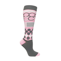 Compression Socks Pink/Grey Rings & Dots